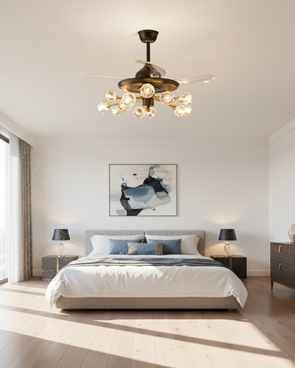 Lustre Ventilateur Sans Pales Moderne Enfants Télécommande - 15 têtes noires / 220 V