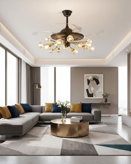 Lustre Ventilateur Sans Pales Moderne Enfants Télécommande - 18 têtes noires / 220 V