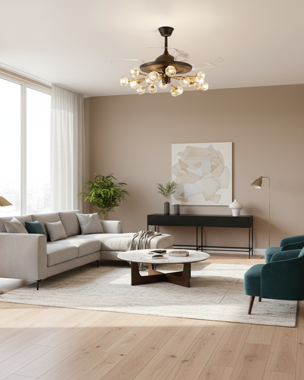 Lustre Ventilateur Sans Pales Moderne Enfants Télécommande - 18 têtes noires / Télécommande