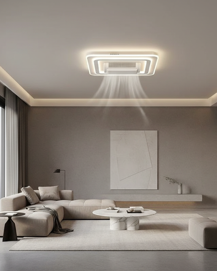 Lustre Ventilateur Sans Pales Noir LED Moderne - Vue 4