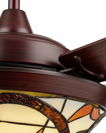 Lustre Ventilateur Tiffany Rétractable LED - Vue 2