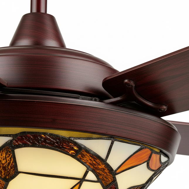 Lustre Ventilateur Tiffany Rétractable LED - Vue 2