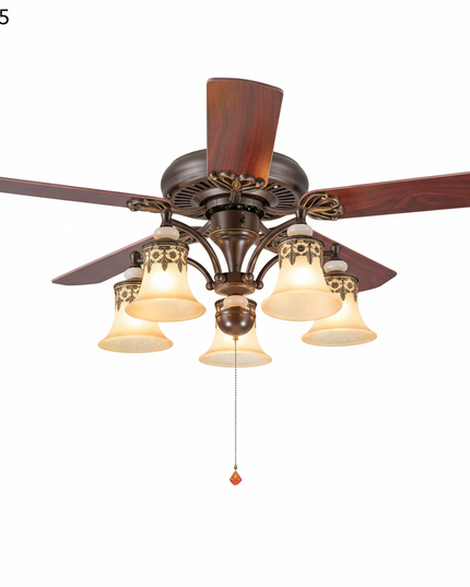 Lustre Ventilateur Vintage Fer Télécommande 42 Pouces - 1 / Cordon de serrage