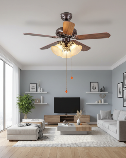 Lustre Ventilateur Vintage Fer Télécommande 42 Pouces - 3 / Cordon de serrage