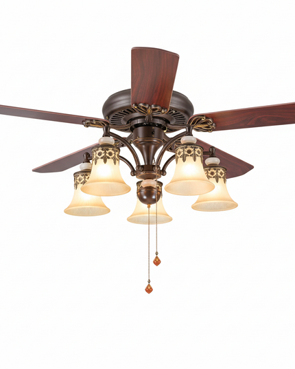 Lustre Ventilateur Vintage Fer Télécommande 42 Pouces - Vue 1