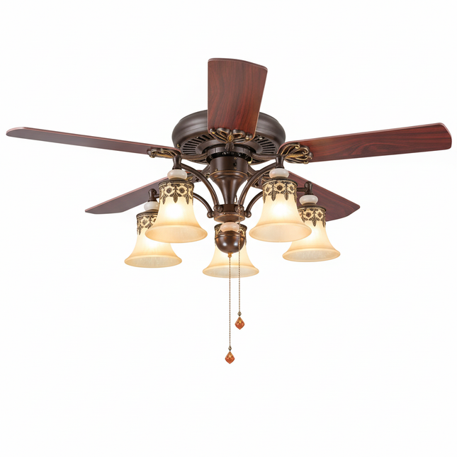 Lustre Ventilateur Vintage Fer Télécommande 42 Pouces - Vue 1