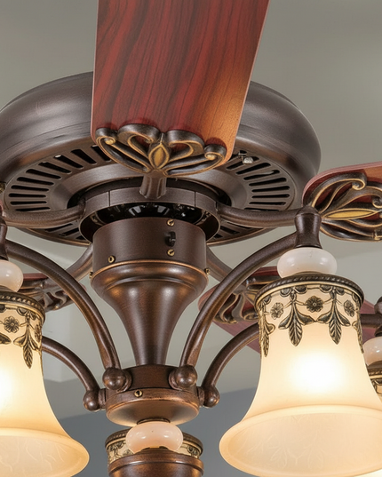 Lustre Ventilateur Vintage Fer Télécommande 42 Pouces - Vue 2