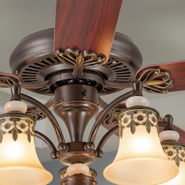 Lustre Ventilateur Vintage Fer Télécommande 42 Pouces - Vue 2