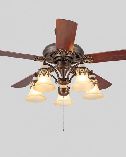 Lustre Ventilateur Vintage Fer Télécommande 42 Pouces - Vue 3