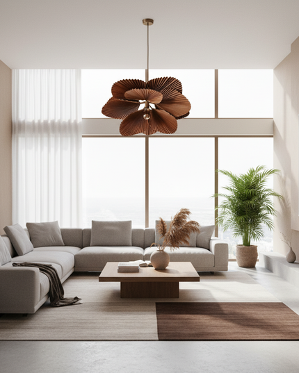 Lustre Ventilateur Wabi Sabi Papier Feuille - D100cm / lumière froide