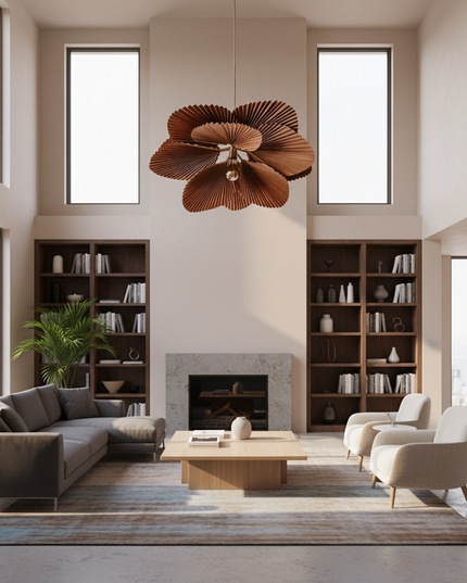 Lustre Ventilateur Wabi Sabi Papier Feuille - D100cm / lumière naturelle