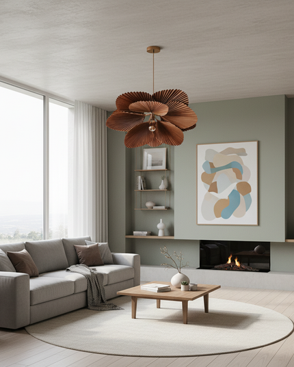 Lustre Ventilateur Wabi Sabi Papier Feuille - D60cm / lumière naturelle