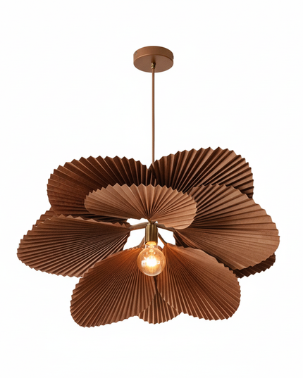 Lustre Ventilateur Wabi Sabi Papier Feuille - D80cm / Lumière chaude