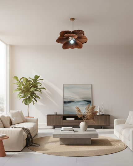 Lustre Ventilateur Wabi Sabi Papier Feuille - D80cm / lumière froide