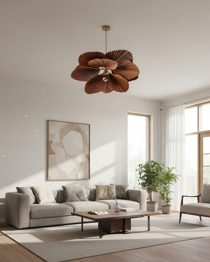 Lustre Ventilateur Wabi Sabi Papier Feuille - D80cm / lumière naturelle